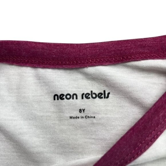 Neon Rebels Girls New Sparkly Retro Graphic Ringer Tee Size 8 Years - Picture 5 of 8